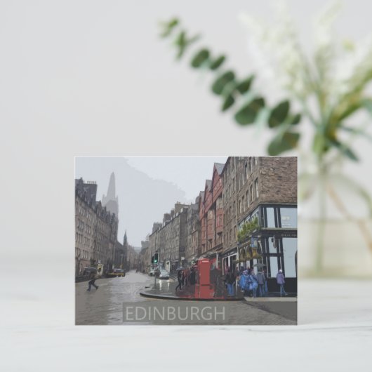 Edinburgh Rainy Day Waterverf Briefkaart (Staand voorkant)