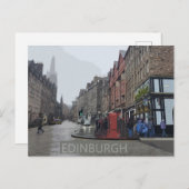 Edinburgh Rainy Day Waterverf Briefkaart (Voorkant / Achterkant)