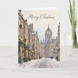 Edinburgh Royal Mile Watercolour Prettig Kerstfees Feestdagen Kaart