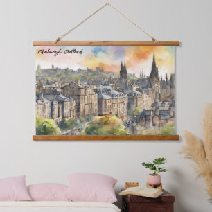 Edinburgh Schotland Kasteel Aquarel Reizen Hangend Wandkleed