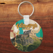 Edinburgh,Schotland Oude Reisposter Sleutelhanger (Voorkant)
