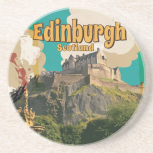 Edinburgh,Schotland Oude Reisposter Zandsteen Onderzetter