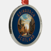 Edinburgh Schotland Retro Distress Circle Metalen Ornament (Rechts)