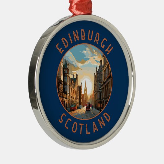Edinburgh Schotland Retro Distress Circle Metalen Ornament (Rechts)