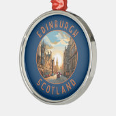 Edinburgh Schotland Retro Distress Circle Metalen Ornament (Links)