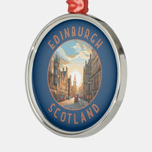 Edinburgh Schotland Retro Distress Circle Metalen Ornament (Links)