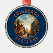 Edinburgh Schotland Retro Distress Circle Metalen Ornament (Voorkant)