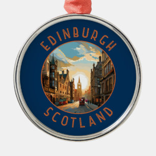 Edinburgh Schotland Retro Distress Circle Metalen Ornament