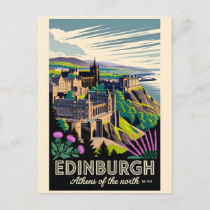 Edinburgh Schotland Retro Reisposter Kunst Feestdagenkaart