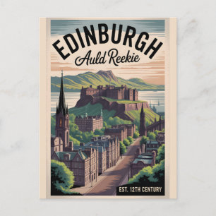 Edinburgh Schotland Retro Stijl Reis Cityscape Briefkaart