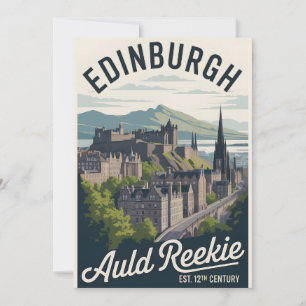 Edinburgh Schotland Retro Stijl Reis Cityscape Feestdagenkaart