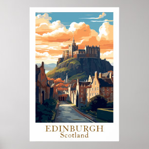 Edinburgh Schotland Vintage Reis Kasteel Kunst Poster