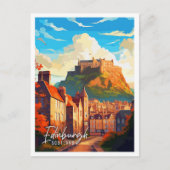 Edinburgh Schotland vintage reisillustratie Briefkaart (Voorkant)