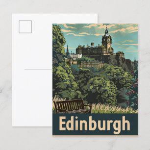 Edinburgh Schotland Vintage Travel Illustration Briefkaart