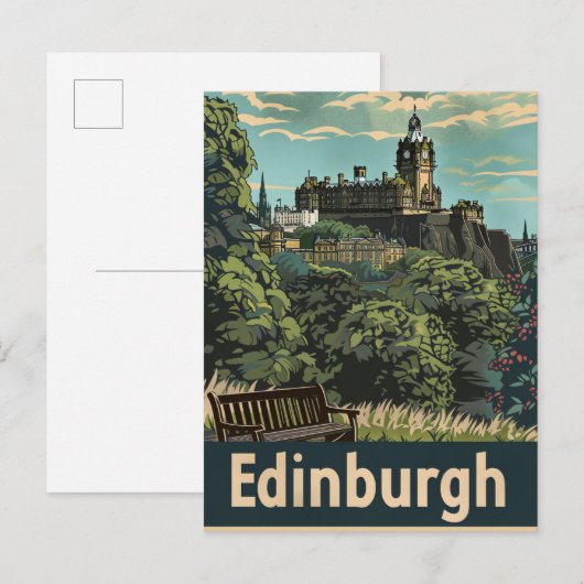 Edinburgh Schotland Vintage Travel Illustration Briefkaart (Voorkant / Achterkant)
