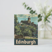 Edinburgh Schotland Vintage Travel Illustration Briefkaart (Staand voorkant)