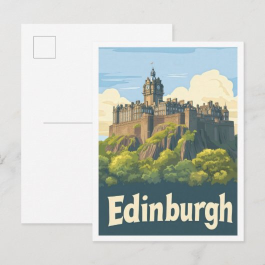 Edinburgh Schotland Vintage Travel Illustration Briefkaart (Voorkant / Achterkant)