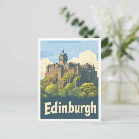 Edinburgh Schotland Vintage Travel Illustration Briefkaart (Staand voorkant)