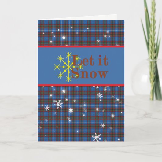 Edinburgh Schotse Tartan Sneeuwt Het Feestdagen Kaart (Voorkant)