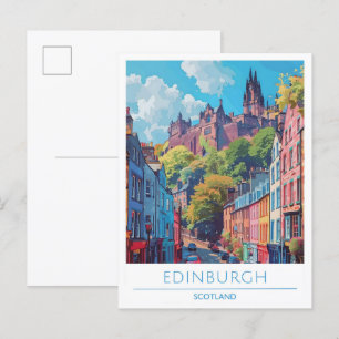 Edinburgh Scotland Art Vintage Travel Briefkaart