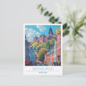 Edinburgh Scotland Art Vintage Travel Briefkaart (Staand voorkant)