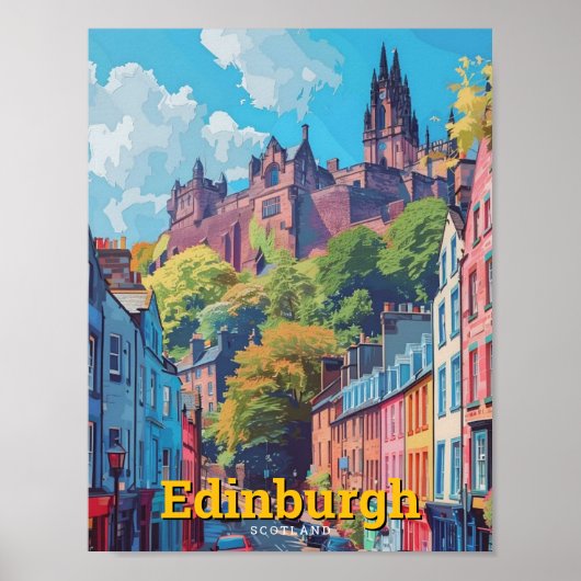 Edinburgh Scotland Art Vintage Travel Poster (Voorkant)