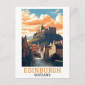 Edinburgh Scotland Castle Retro Vintage Travel Briefkaart (Voorkant)