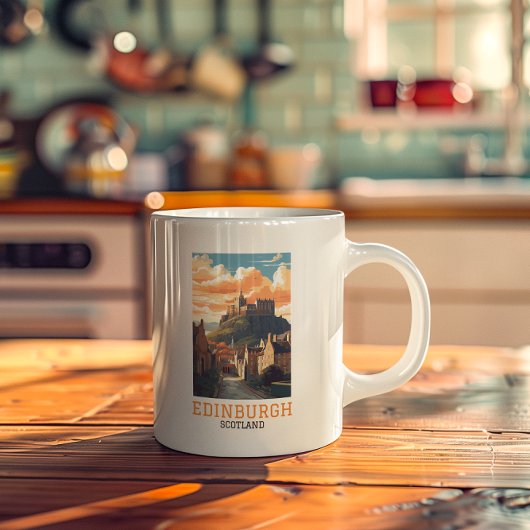 Edinburgh Scotland Castle Retro Vintage Travel Koffiemok