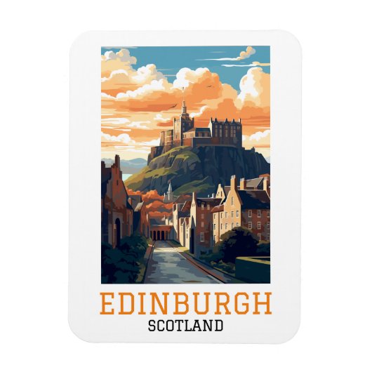 Edinburgh Scotland Castle Retro Vintage Travel Magneet (Verticaal)
