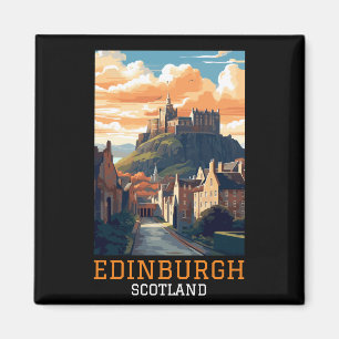 Edinburgh Scotland Castle Retro Vintage Travel Magneet