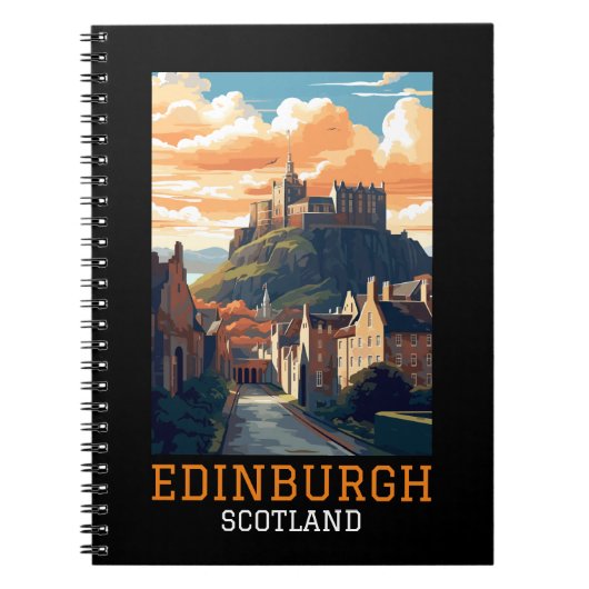 Edinburgh Scotland Castle Retro Vintage Travel Notitieboek (Voorkant)