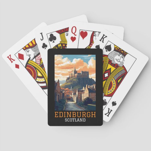Edinburgh Scotland Castle Retro Vintage Travel Pokerkaarten (Achterkant)