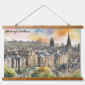 Edinburgh Scotland Castle Watercolor Travel Hangend Wandkleed (Voorkant)