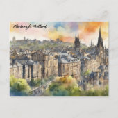 Edinburgh Scotland Castle Waterverf reizen Briefkaart (Voorkant)