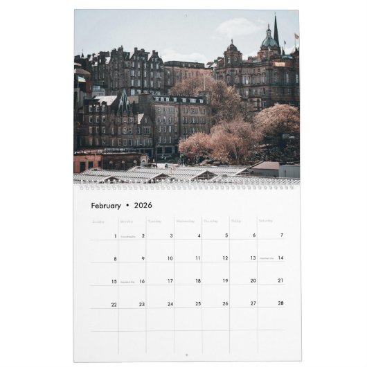 Edinburgh Scotland City esthetische muurkalender Kalender (Feb 2026)