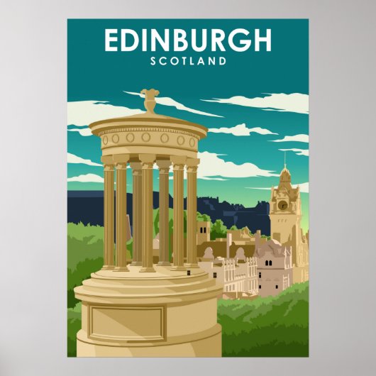 Edinburgh Scotland City Illustration Travel Poster (Voorkant)