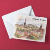Edinburgh Scotland City View Watercolor Travel Briefkaart