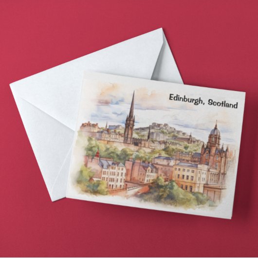 Edinburgh Scotland City View Watercolor Travel Briefkaart