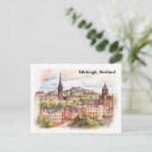 Edinburgh Scotland City View Watercolor Travel Briefkaart (Staand voorkant)
