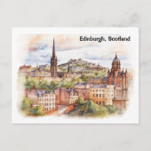 Edinburgh Scotland City View Watercolor Travel Briefkaart (Voorkant)