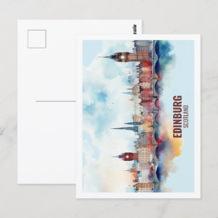 Edinburgh Scotland Famous Travel Place Waterverf Briefkaart