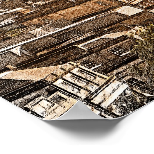  Edinburgh Scotland Panorama Uitzicht Poster (Hoek)