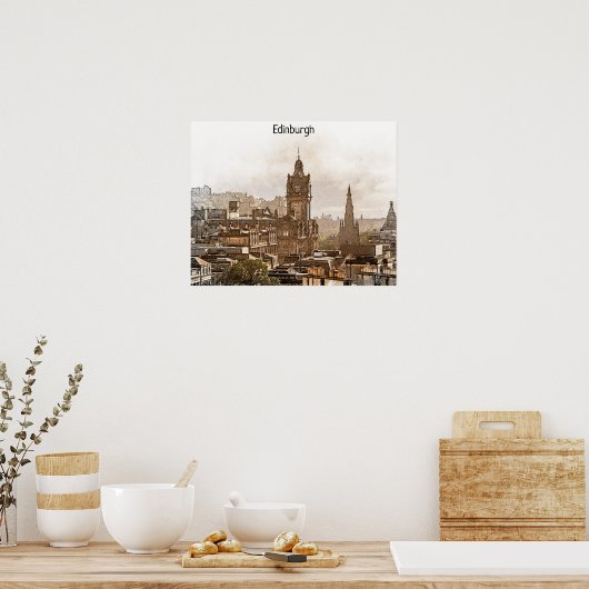  Edinburgh Scotland Panorama Uitzicht Poster (Keuken)