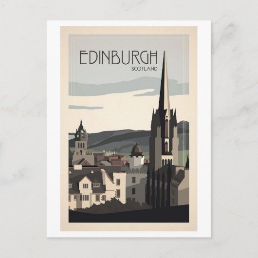 Edinburgh Scotland Retro Vintage geïnspireerd Briefkaart (Voorkant)