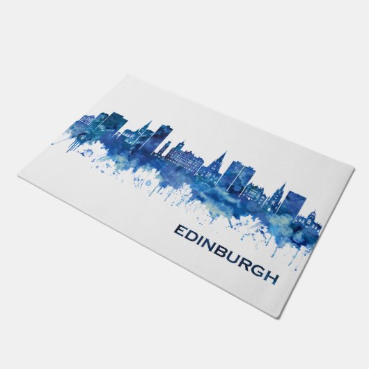 Edinburgh Scotland Skyline Blue Deurmat (Schuin)