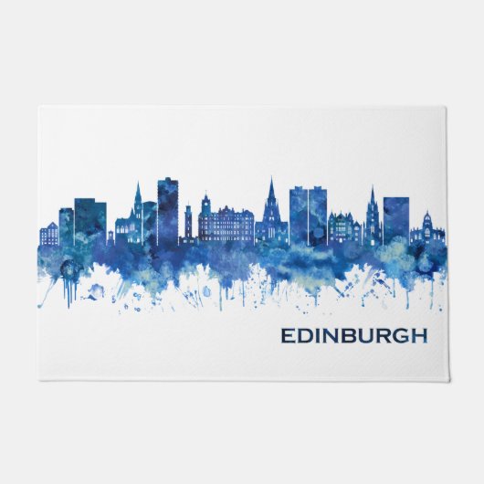 Edinburgh Scotland Skyline Blue Deurmat (Voorkant)