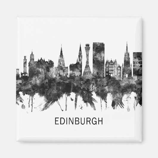 Edinburgh Scotland Skyline BW Magneet (Voorkant)