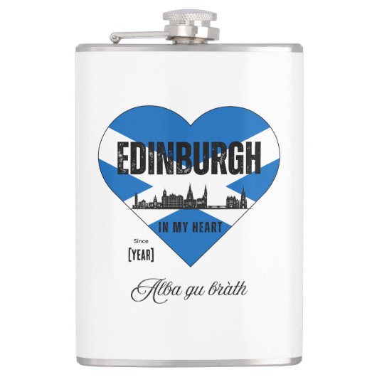 Edinburgh Scotland Skyline Heart - Sinds [Jaar] Heupfles (Voorkant)