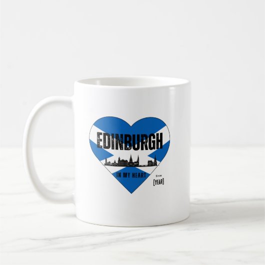 Edinburgh Scotland Skyline Heart - Sinds [Jaar] Koffiemok (Links)