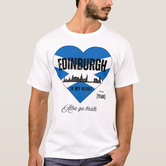 Edinburgh Scotland Skyline Heart - Sinds [Jaar] T-shirt (Voorkant)